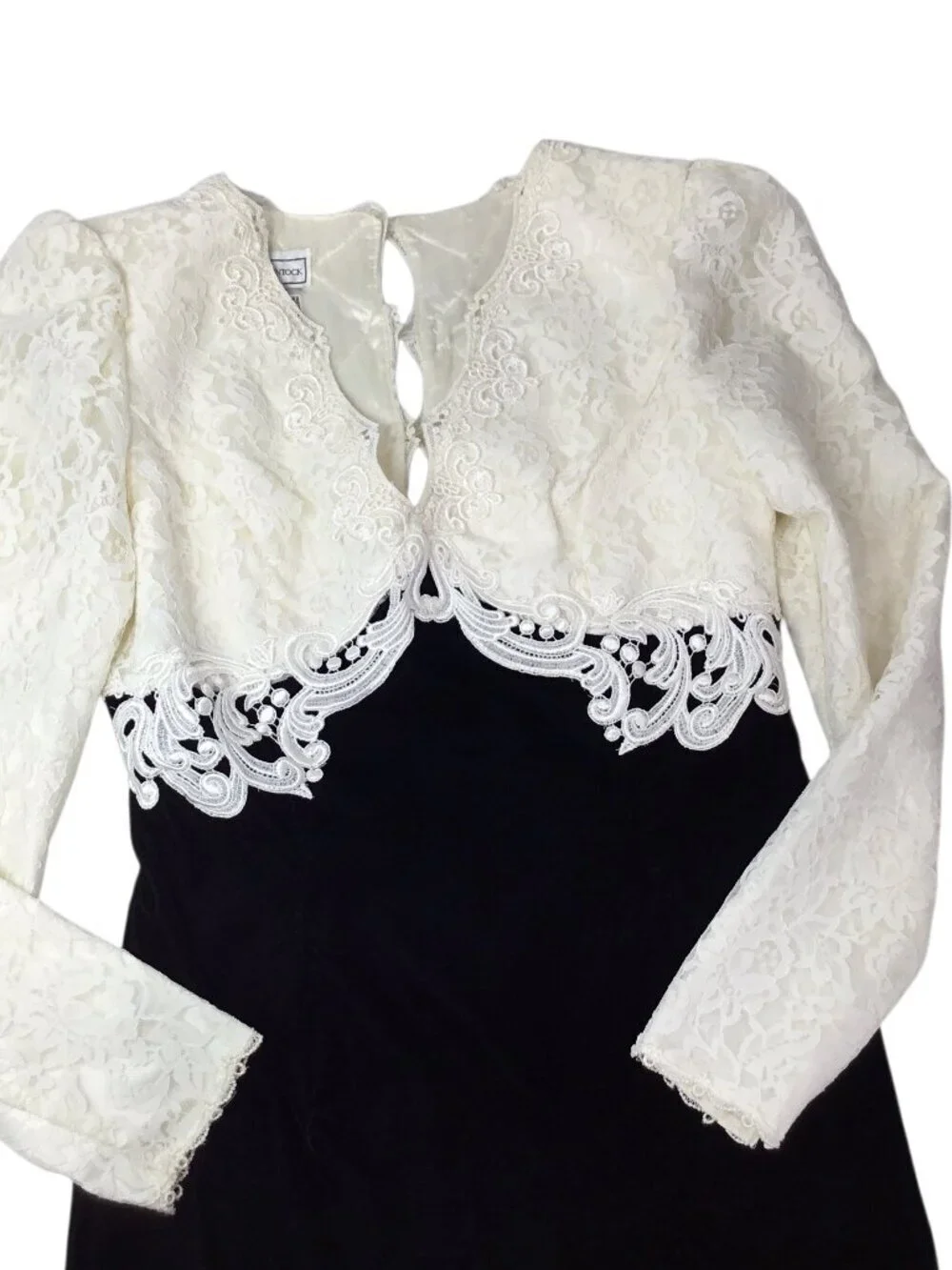 Scott McClintock Jessica Vintage Black Velvet Dress Maxi Lace Empire Size 10